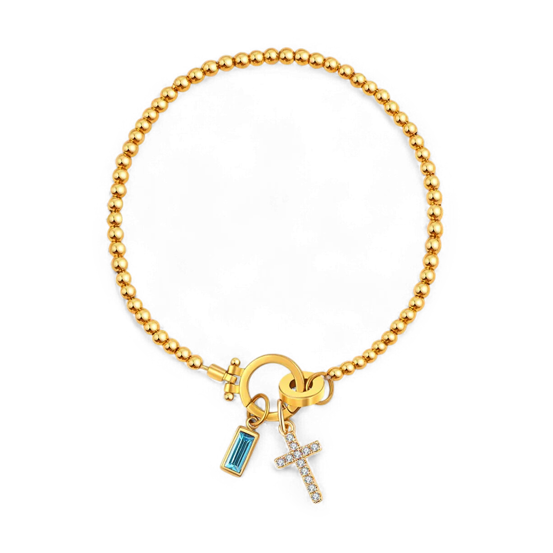 Cross Charm Birthstone Bracelet - Image 18