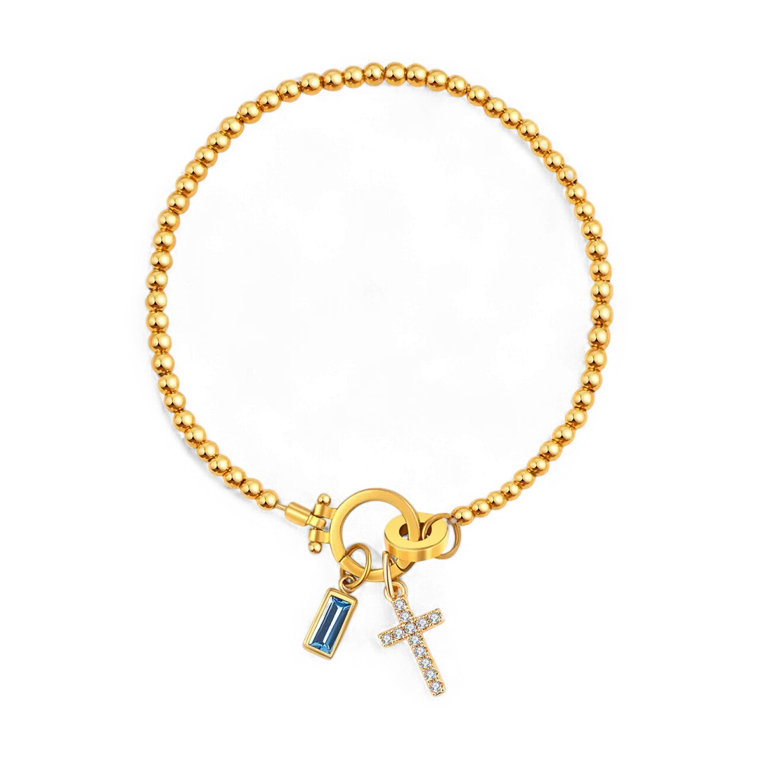 Cross Charm Birthstone Bracelet - Image 21