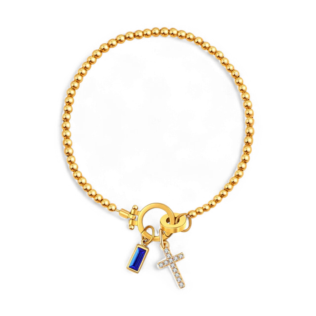 Cross Charm Birthstone Bracelet - Image 24