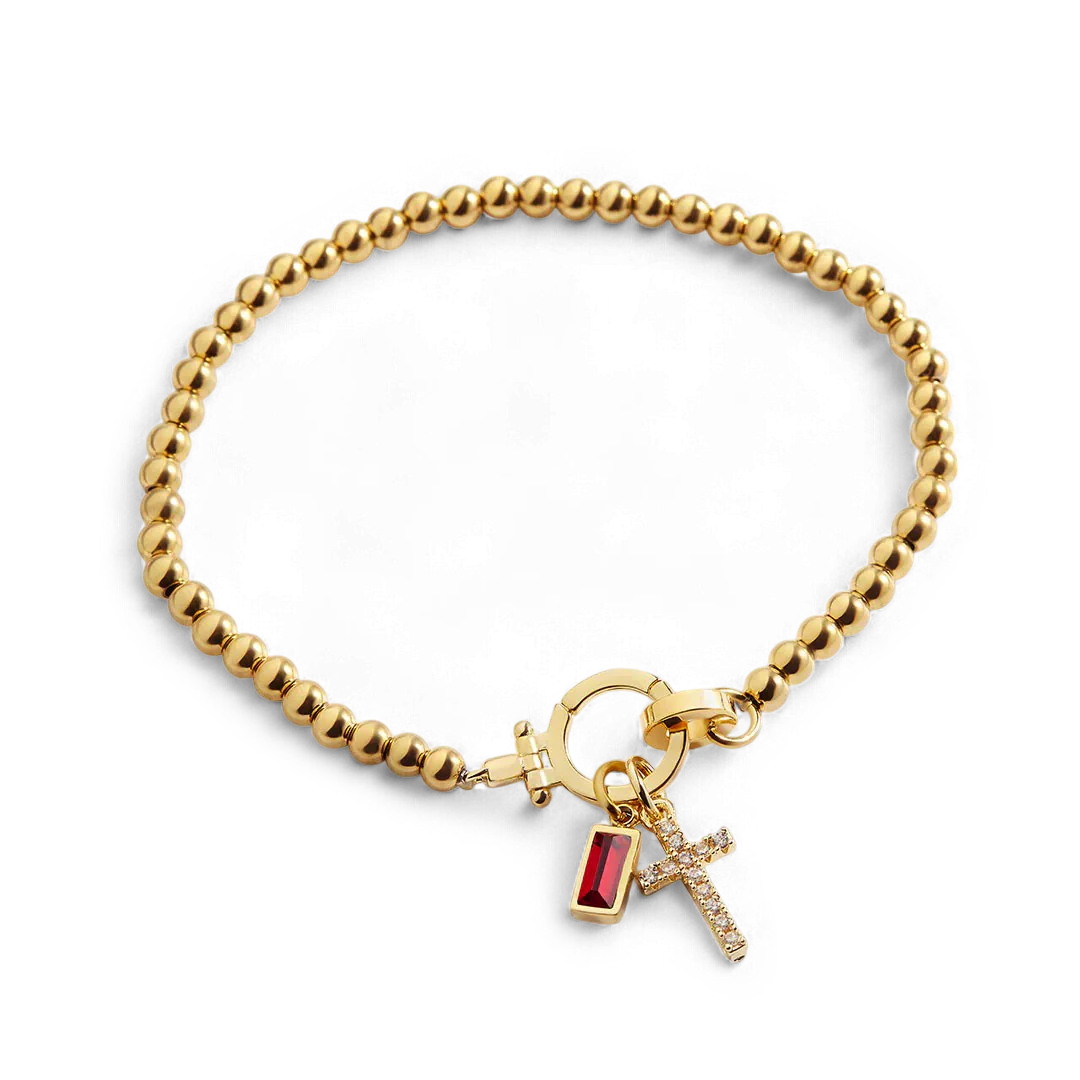Cross Charm Birthstone Bracelet - Image 27