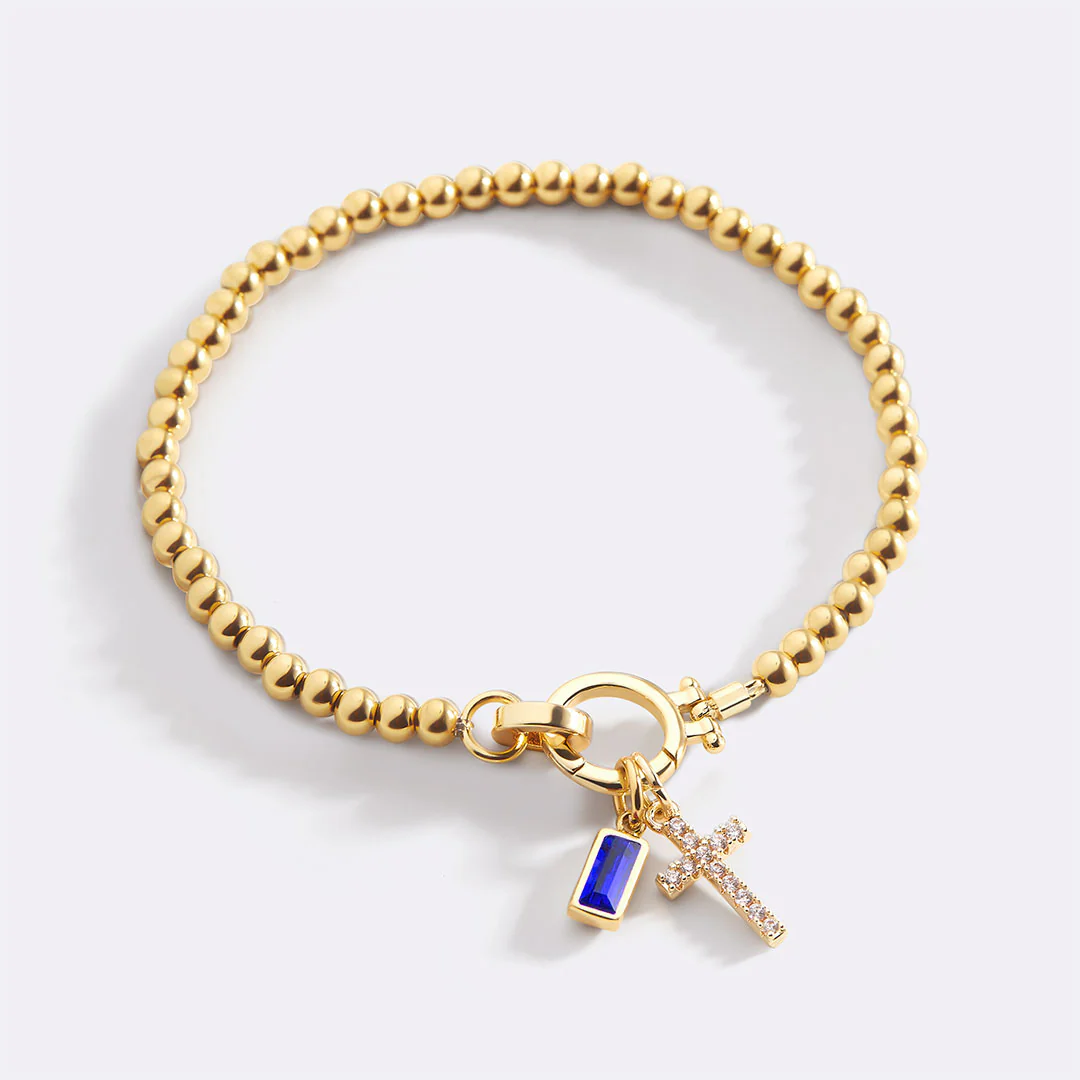 Cross Charm Birthstone Bracelet - Image 56