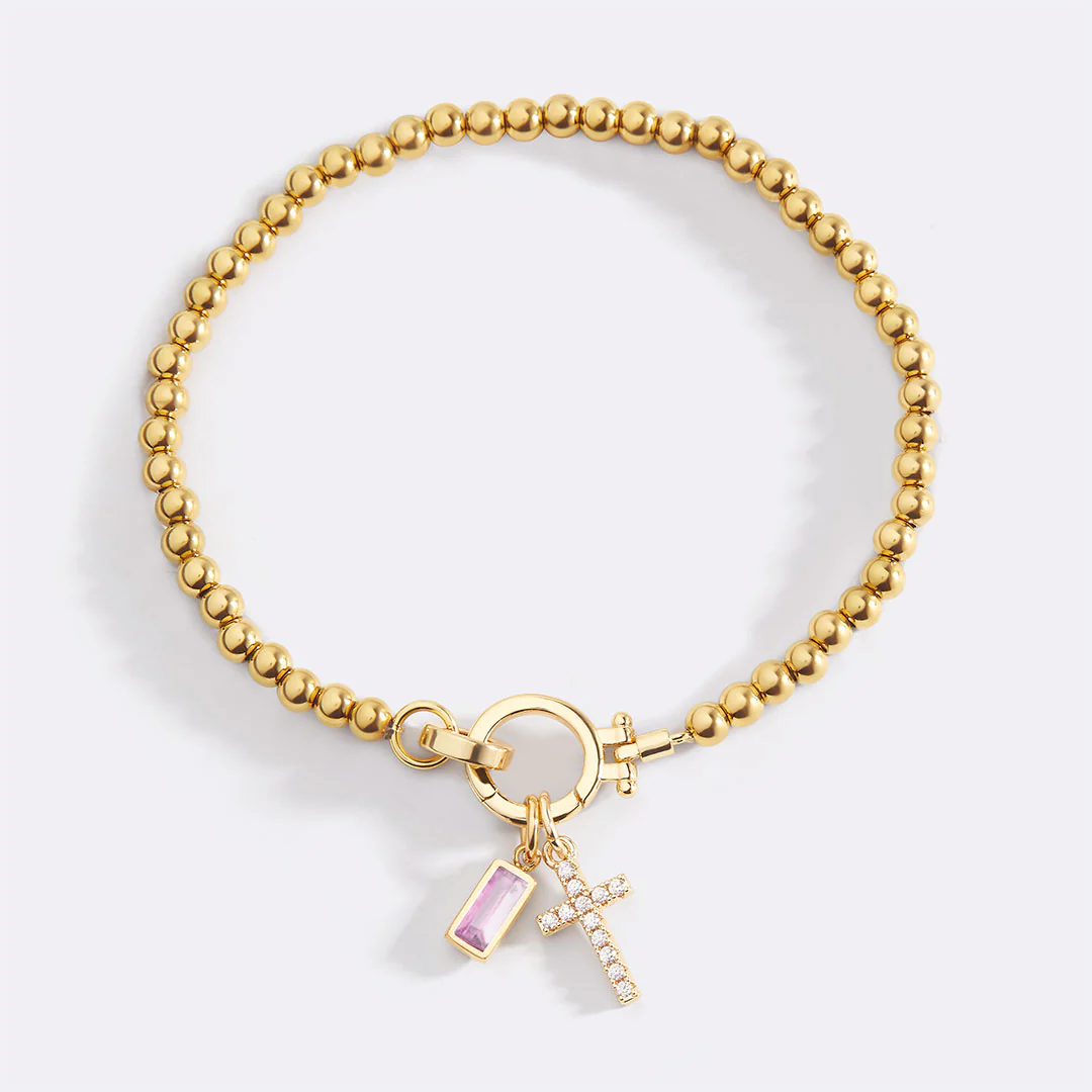 Cross Charm Birthstone Bracelet - Image 58