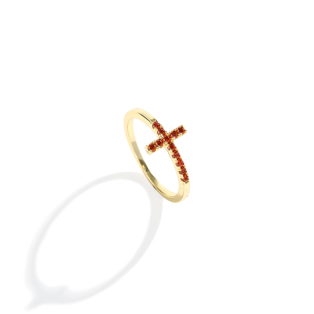 Birthstone Cross Ring