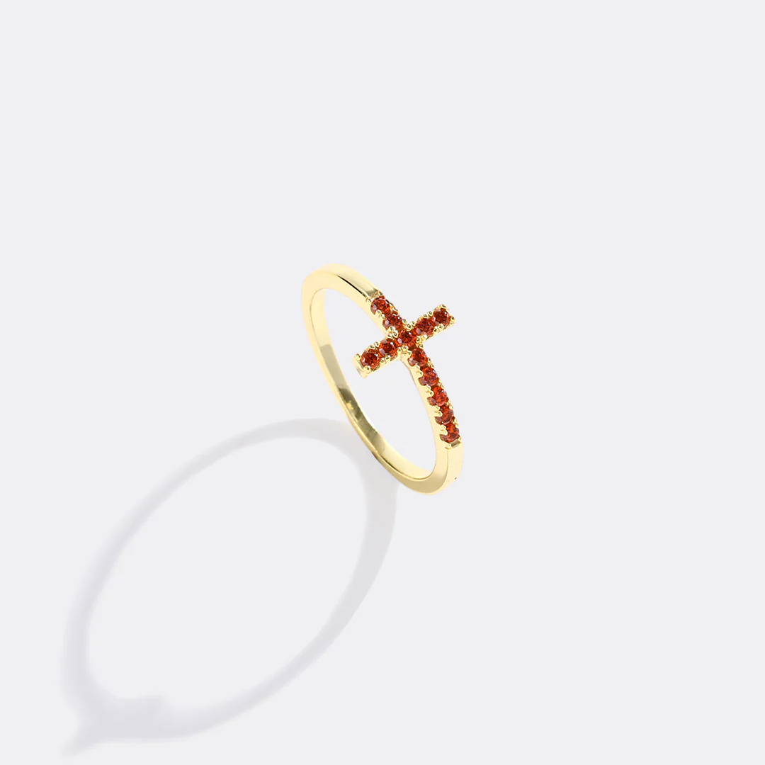 Birthstone Cross Ring - Image 2