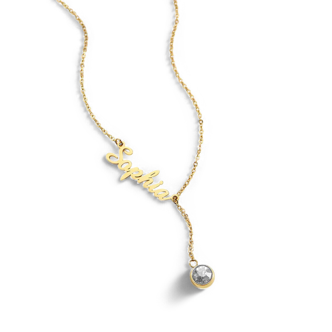 Birthstone Lariat Name Necklace - Image 47