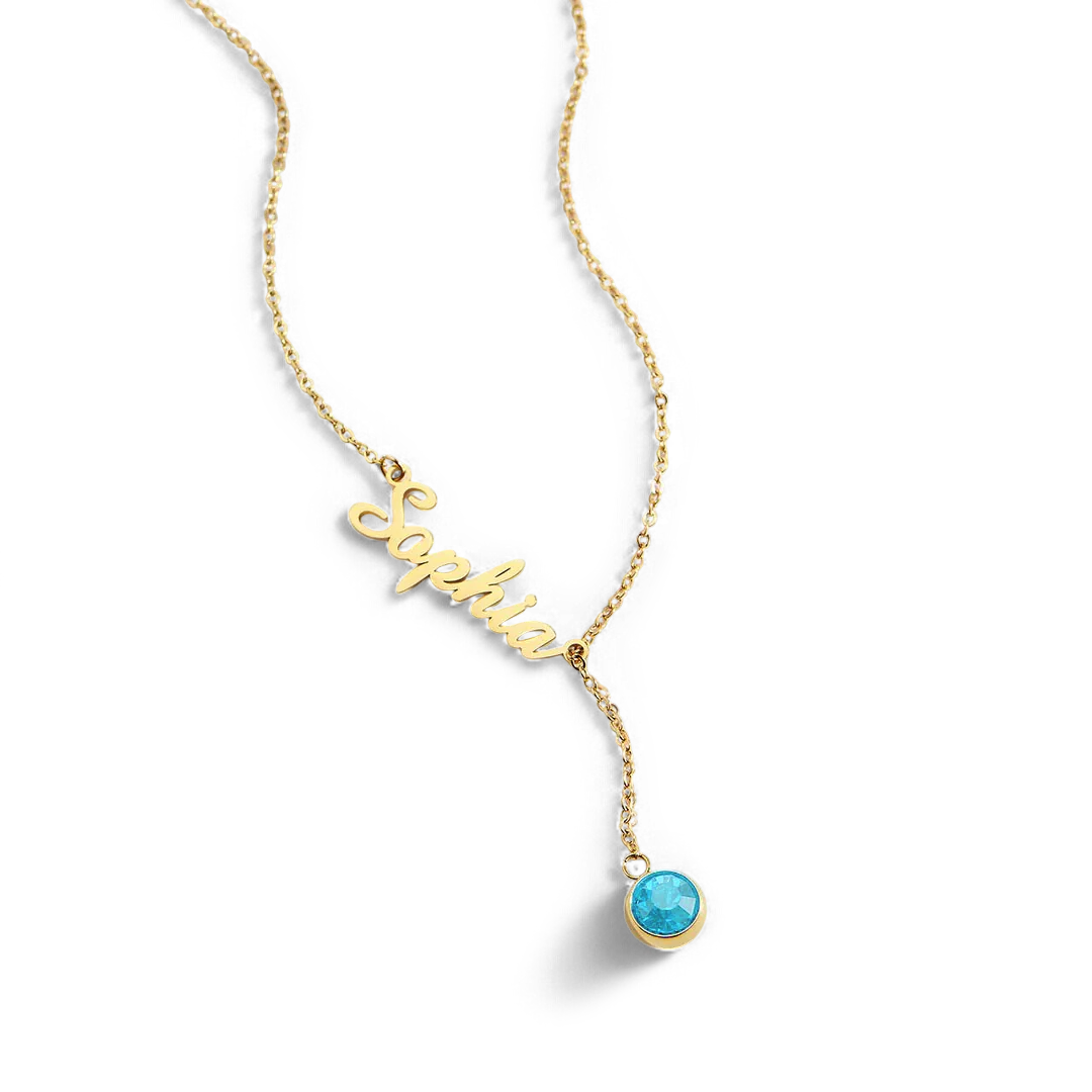 Birthstone Lariat Name Necklace - Image 49