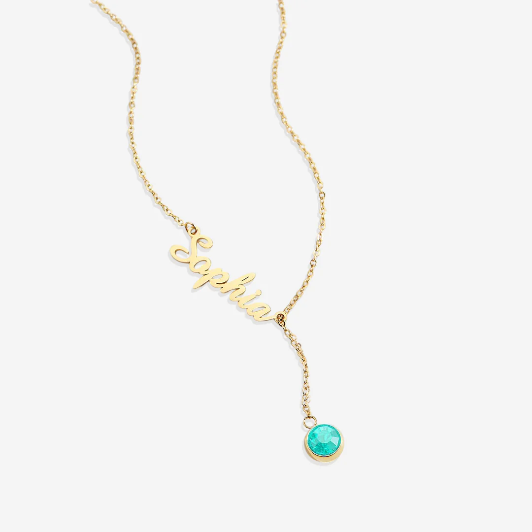 Birthstone Lariat Name Necklace - Image 61