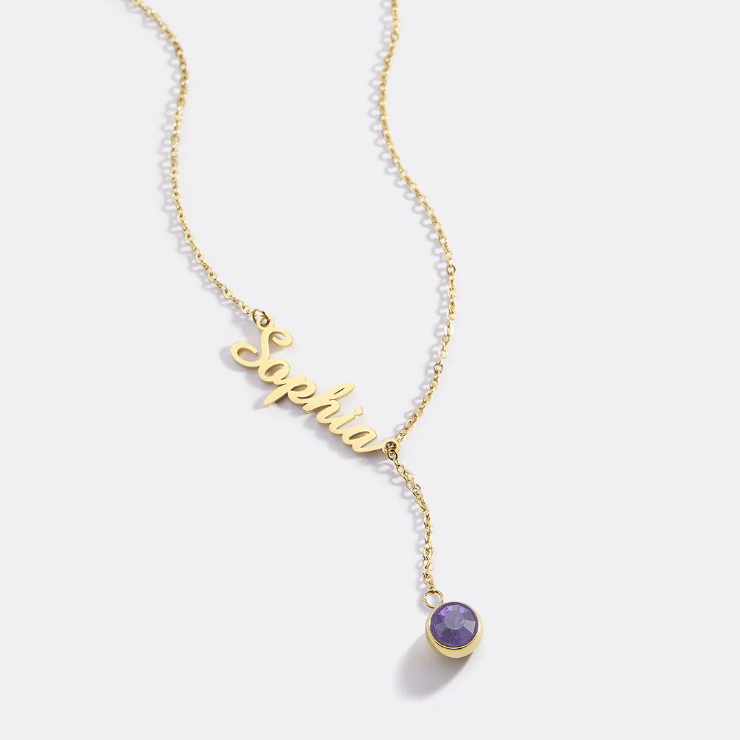 Birthstone Lariat Name Necklace - Image 77