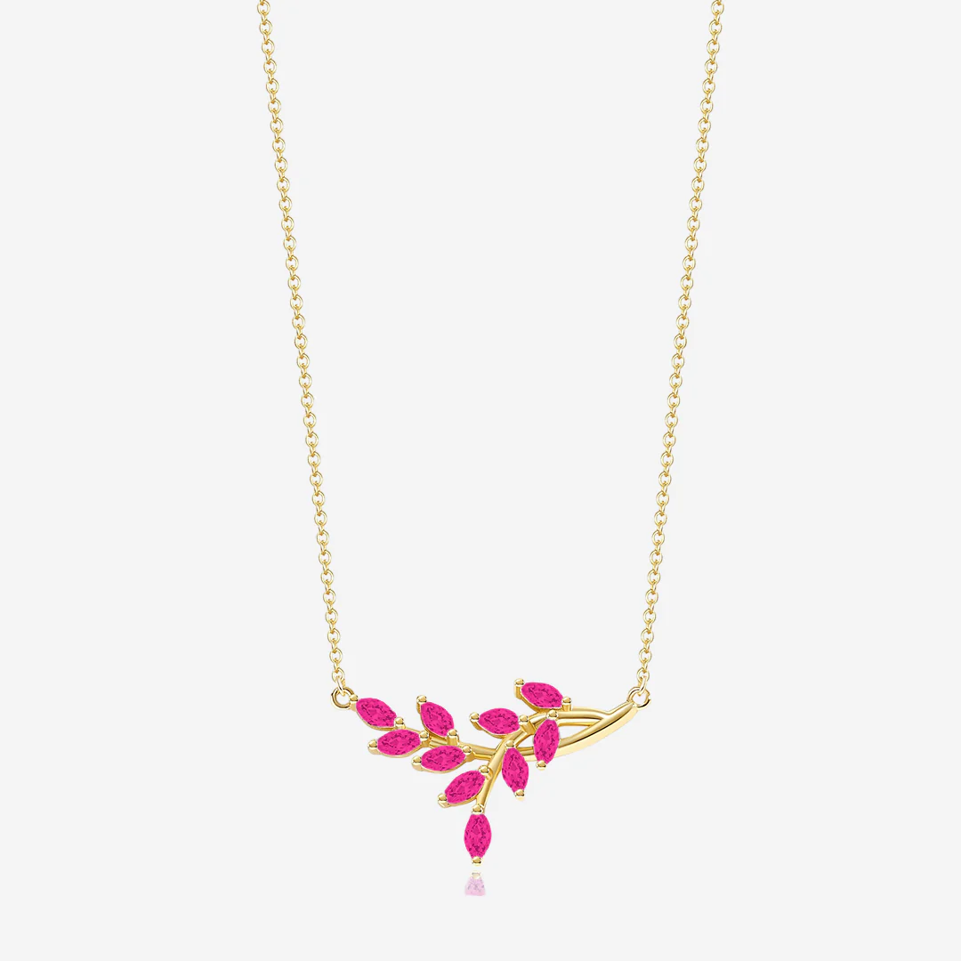 Birthstone Leaf Pendant Necklace - Image 14