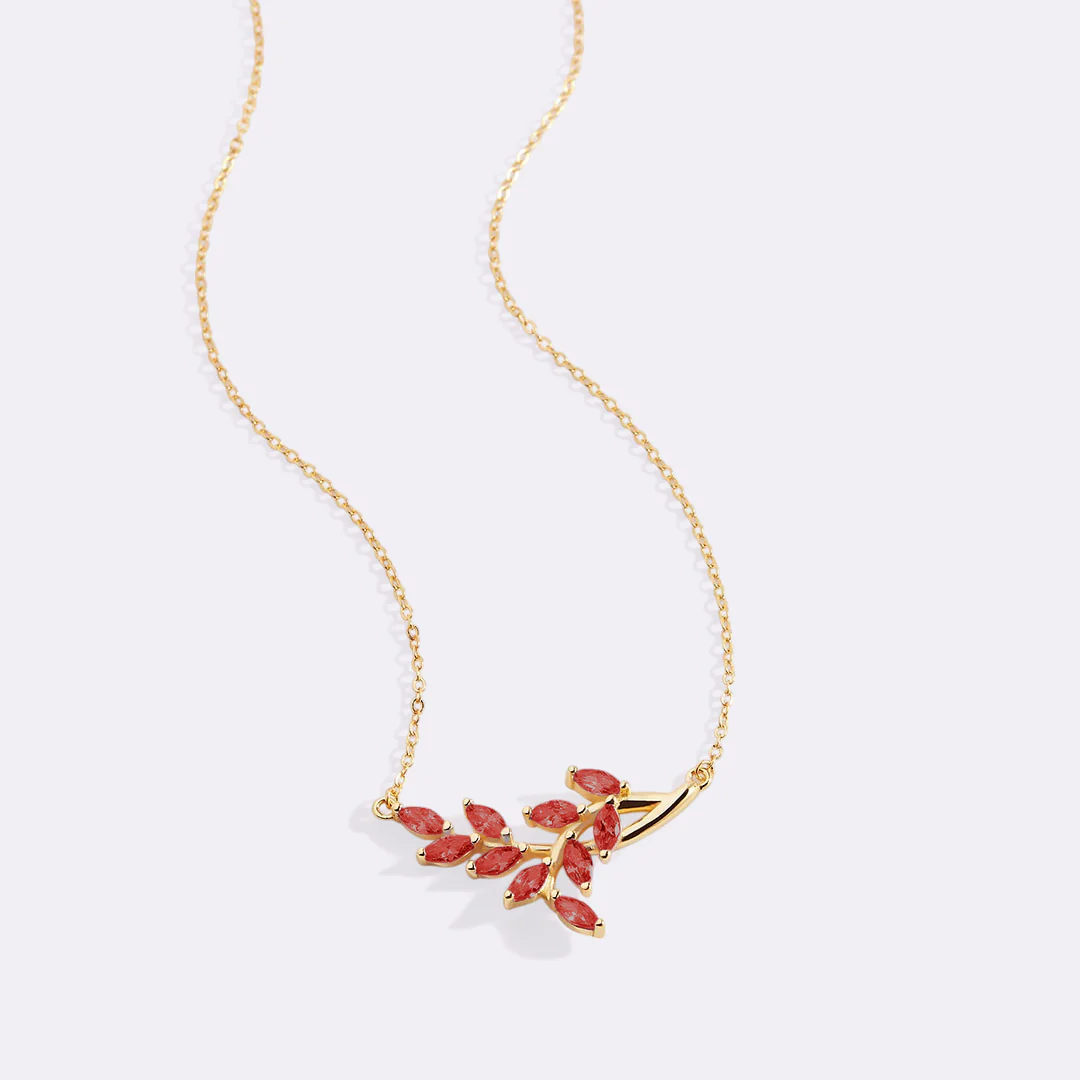 Birthstone Leaf Pendant Necklace - Image 24