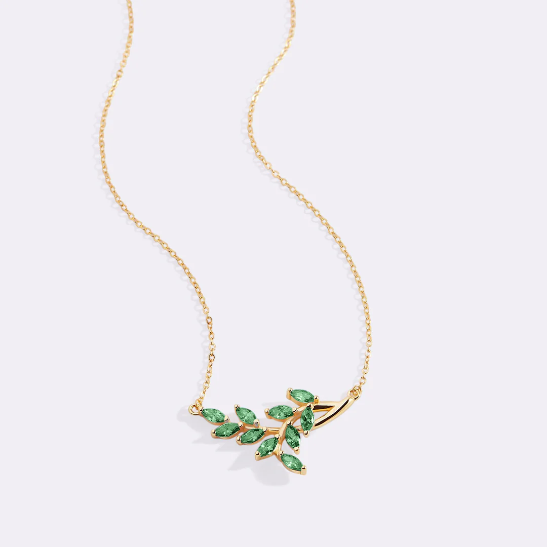 Birthstone Leaf Pendant Necklace - Image 34