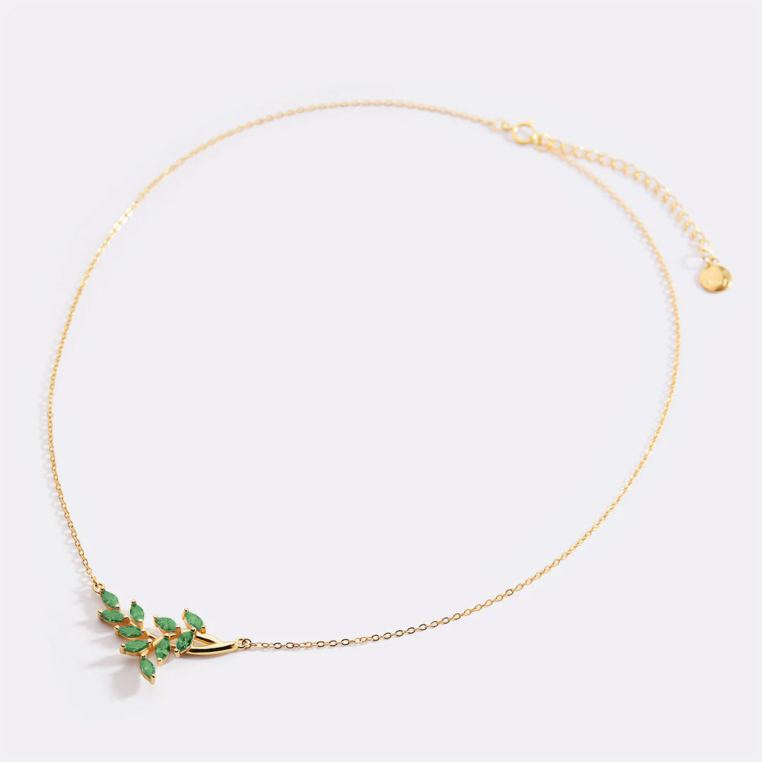 Birthstone Leaf Pendant Necklace - Image 35