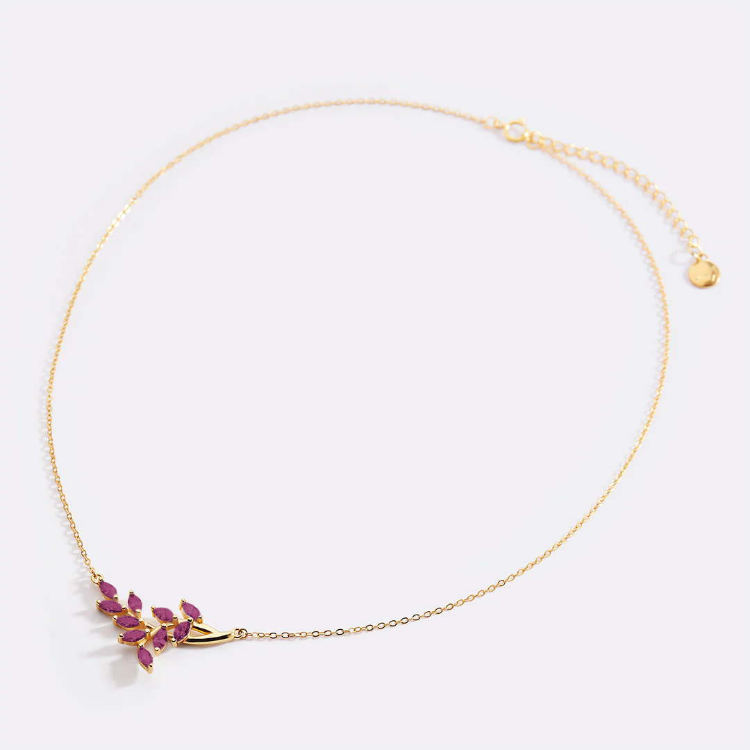 Birthstone Leaf Pendant Necklace - Image 37