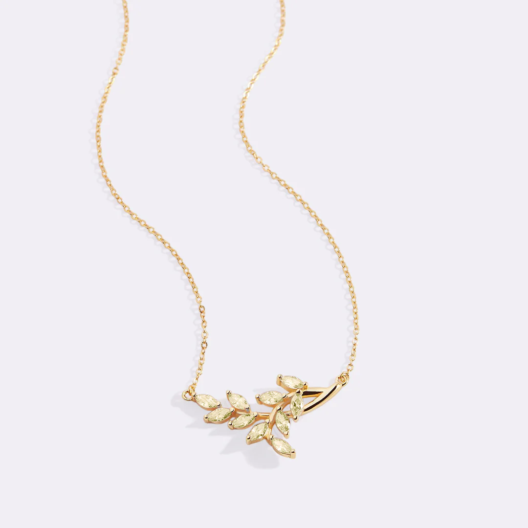 Birthstone Leaf Pendant Necklace - Image 42