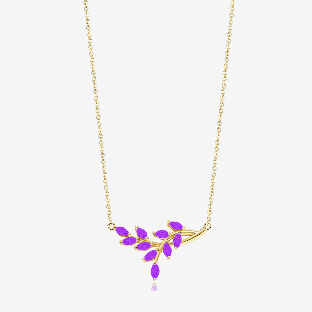 Birthstone Leaf Pendant Necklace - Image 9