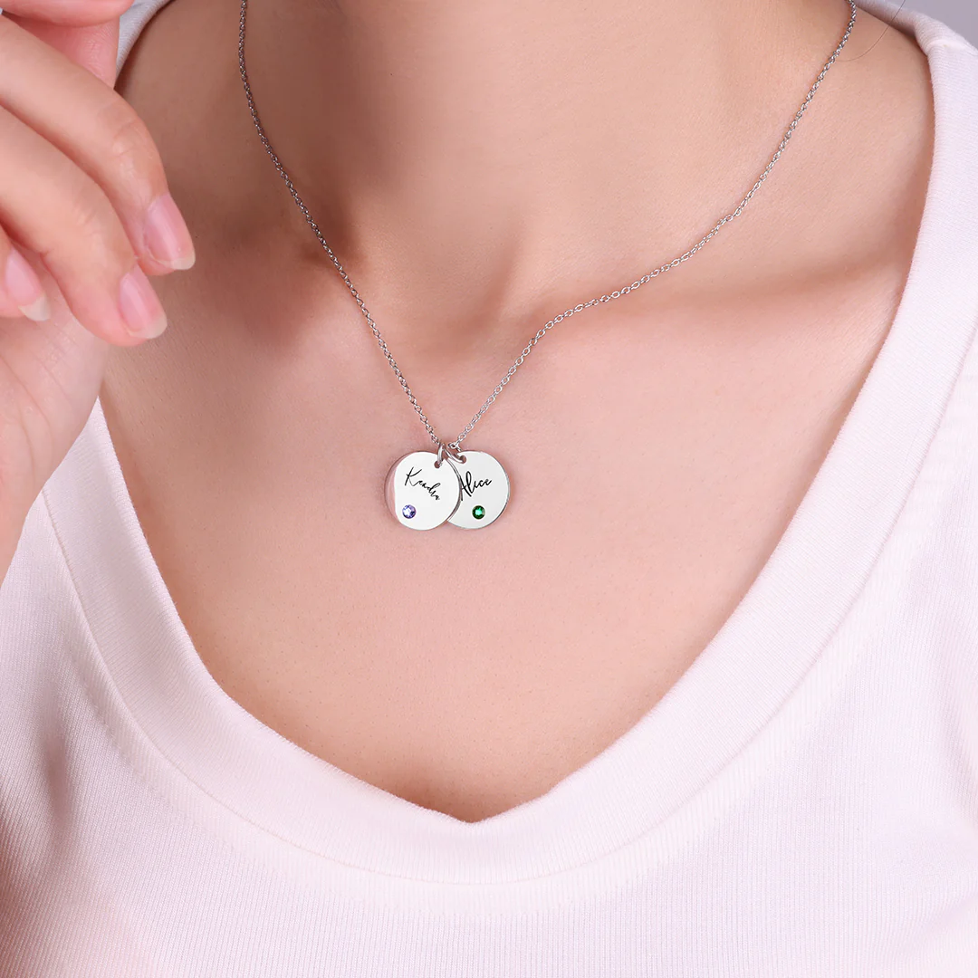 Birthstone Disc Name Necklace - Image 9