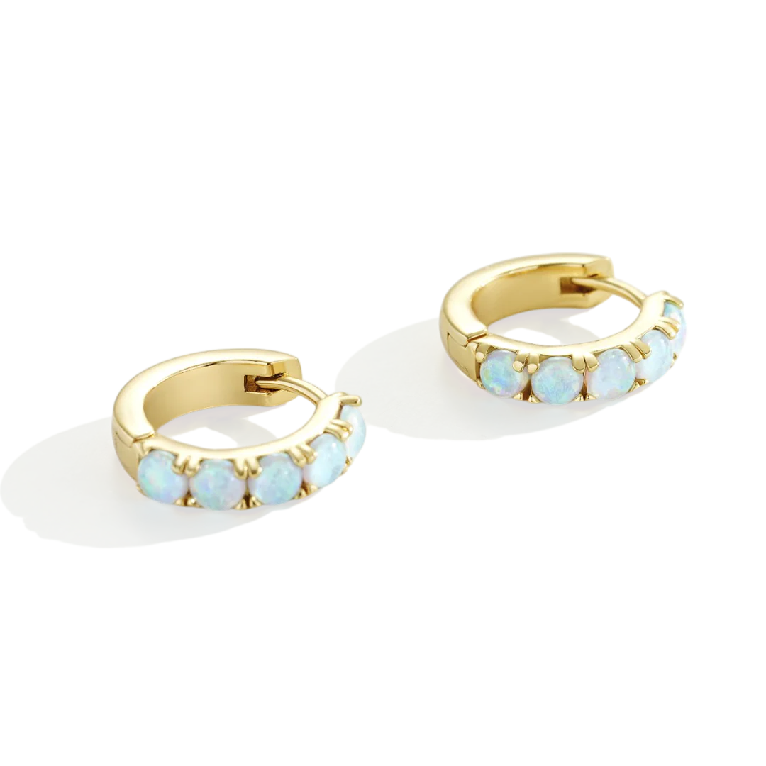 Blue Opal Huggie Earrings - Image 7