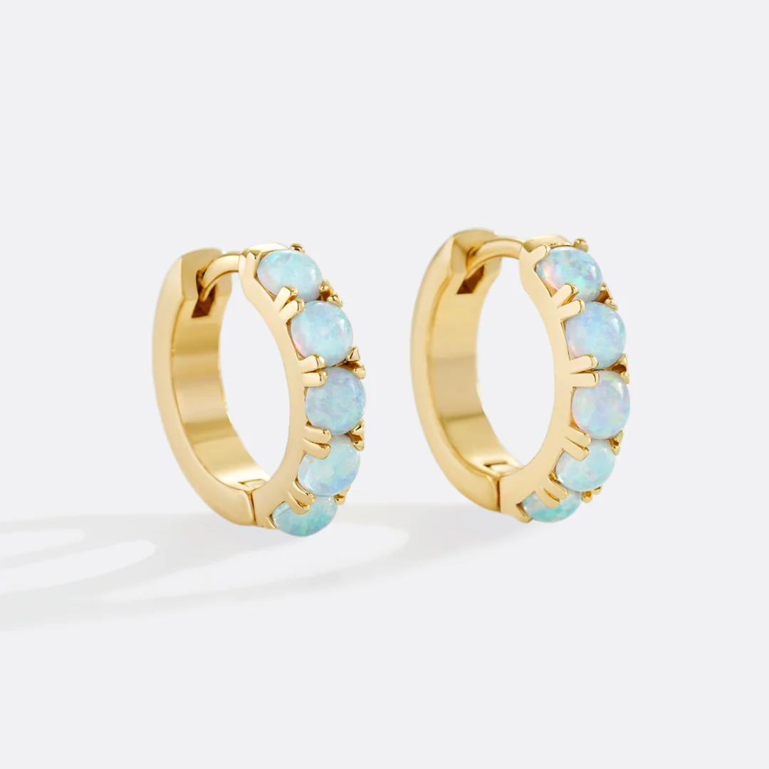 Blue Opal Huggie Earrings - Image 9