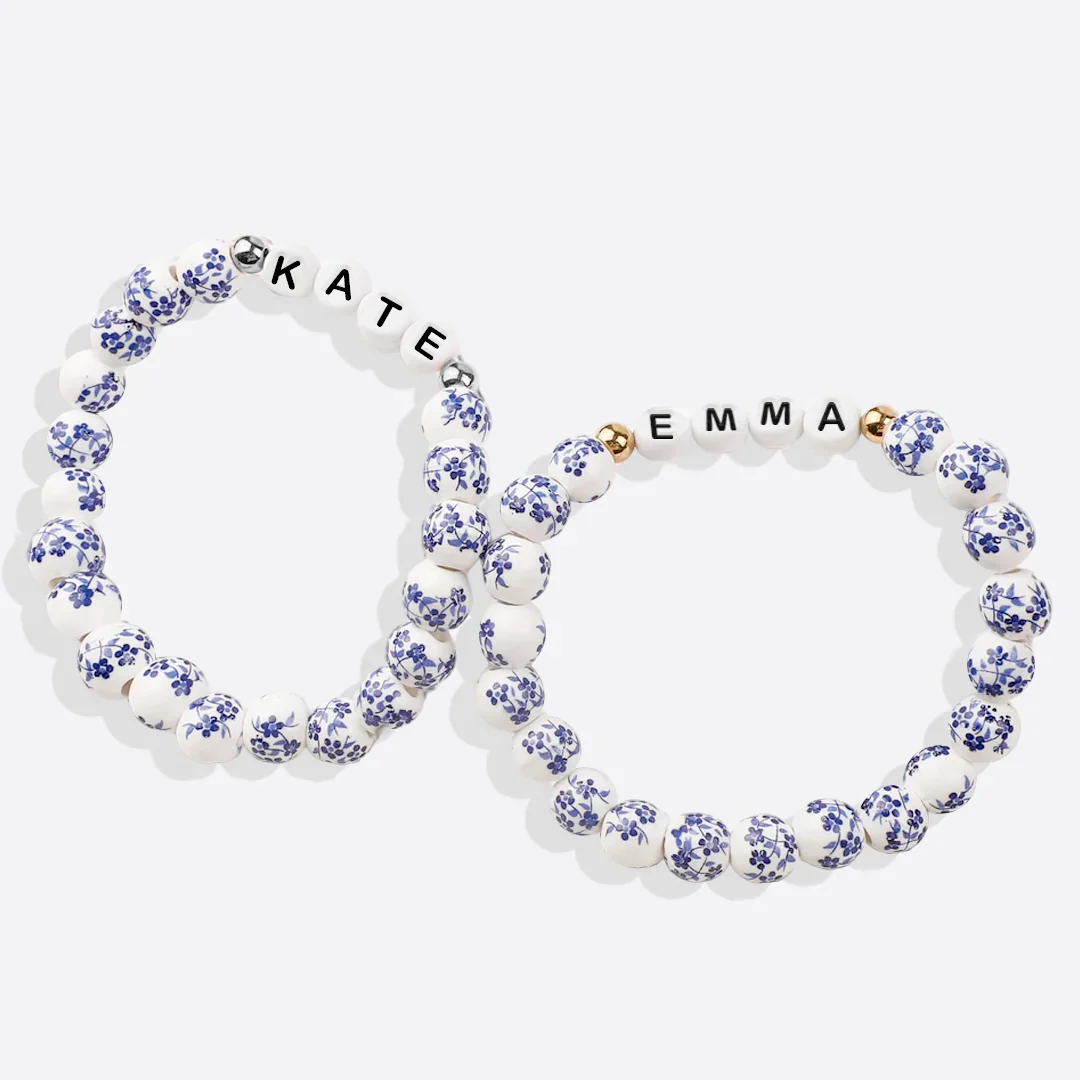 Blue Porcelain Floral Beaded Bracelet for Mom & Grandma - Image 11