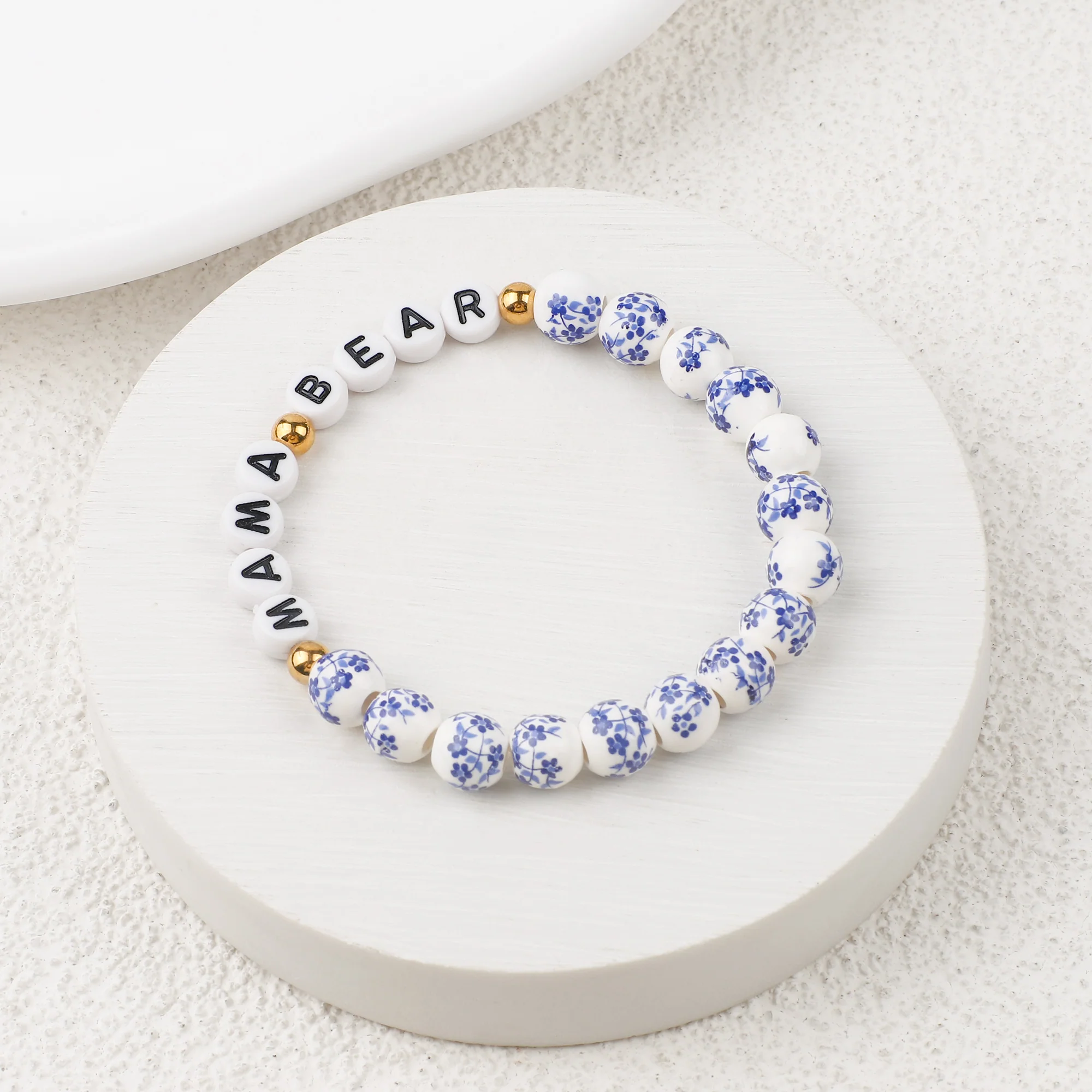 Blue Porcelain Floral Beaded Bracelet for Mom & Grandma - Image 12