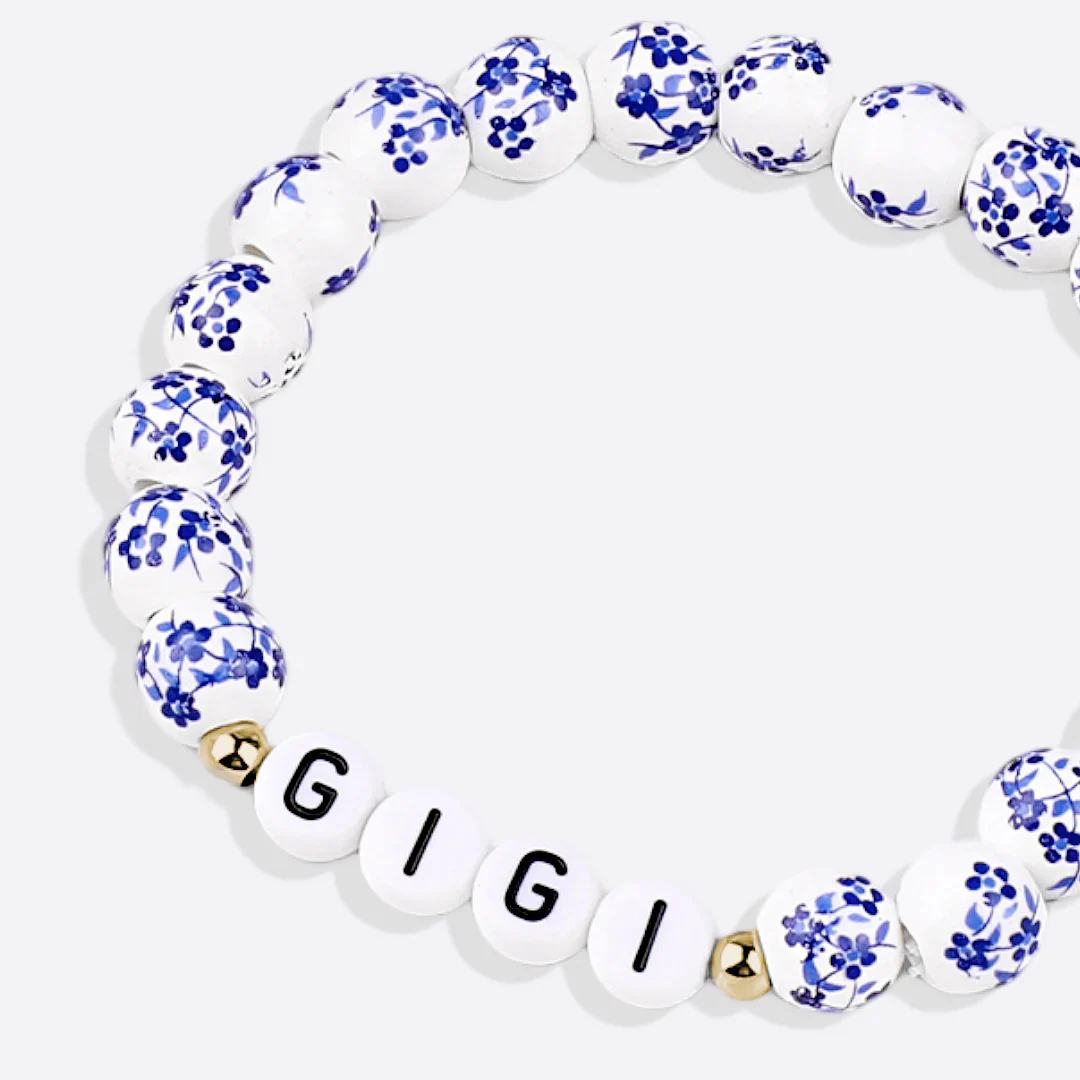 Blue Porcelain Floral Beaded Bracelet for Mom & Grandma - Image 14
