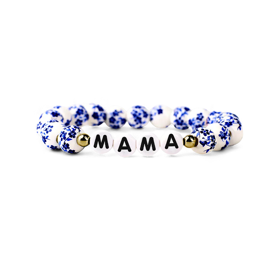 Blue Porcelain Floral Beaded Bracelet for Mom & Grandma - Image 16