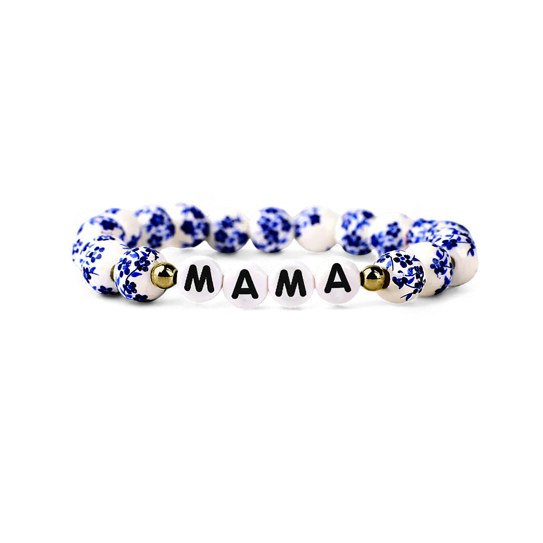 Blue Porcelain Floral Beaded Bracelet for Mom & Grandma - Image 17