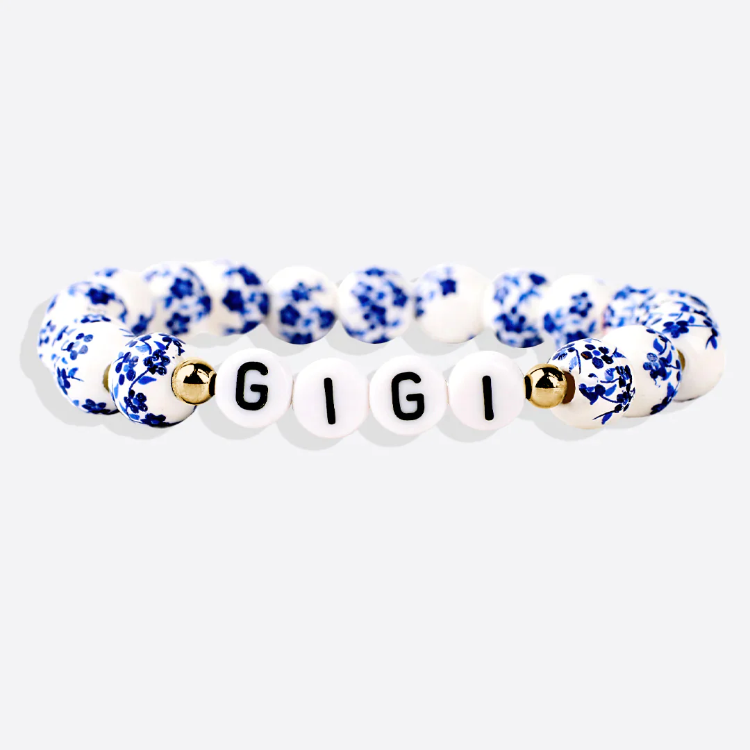 Blue Porcelain Floral Beaded Bracelet for Mom & Grandma - Image 4