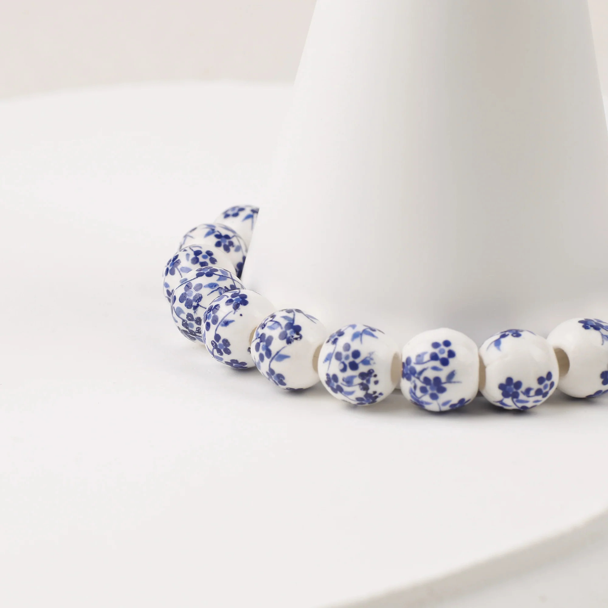 Blue Porcelain Floral Beaded Bracelet for Mom & Grandma - Image 9