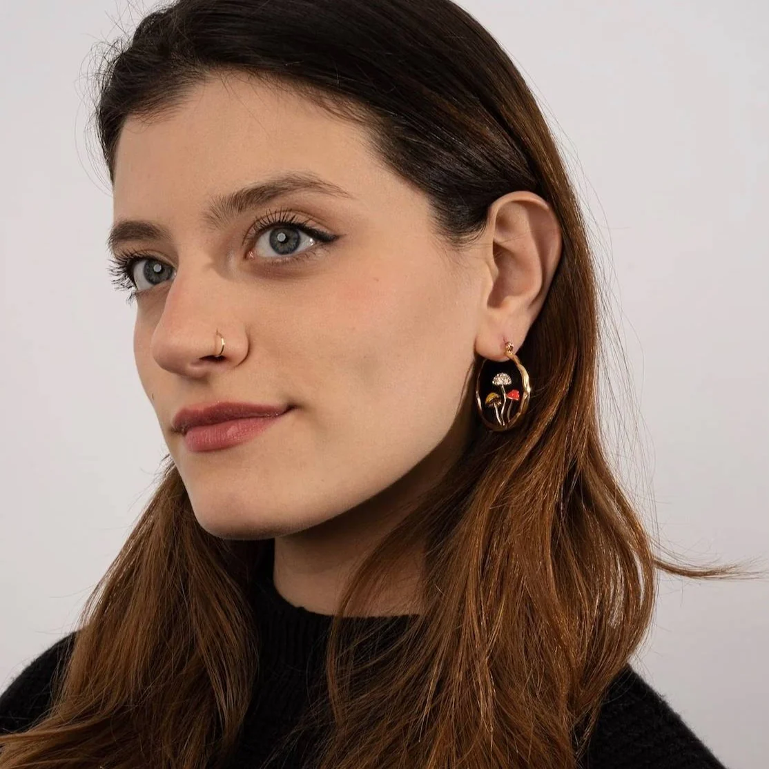 Boho Mushroom Hoop Earrings - Image 5