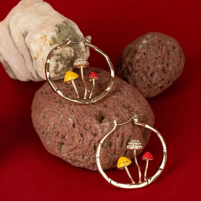 Boho Mushroom Hoop Earrings - Image 8