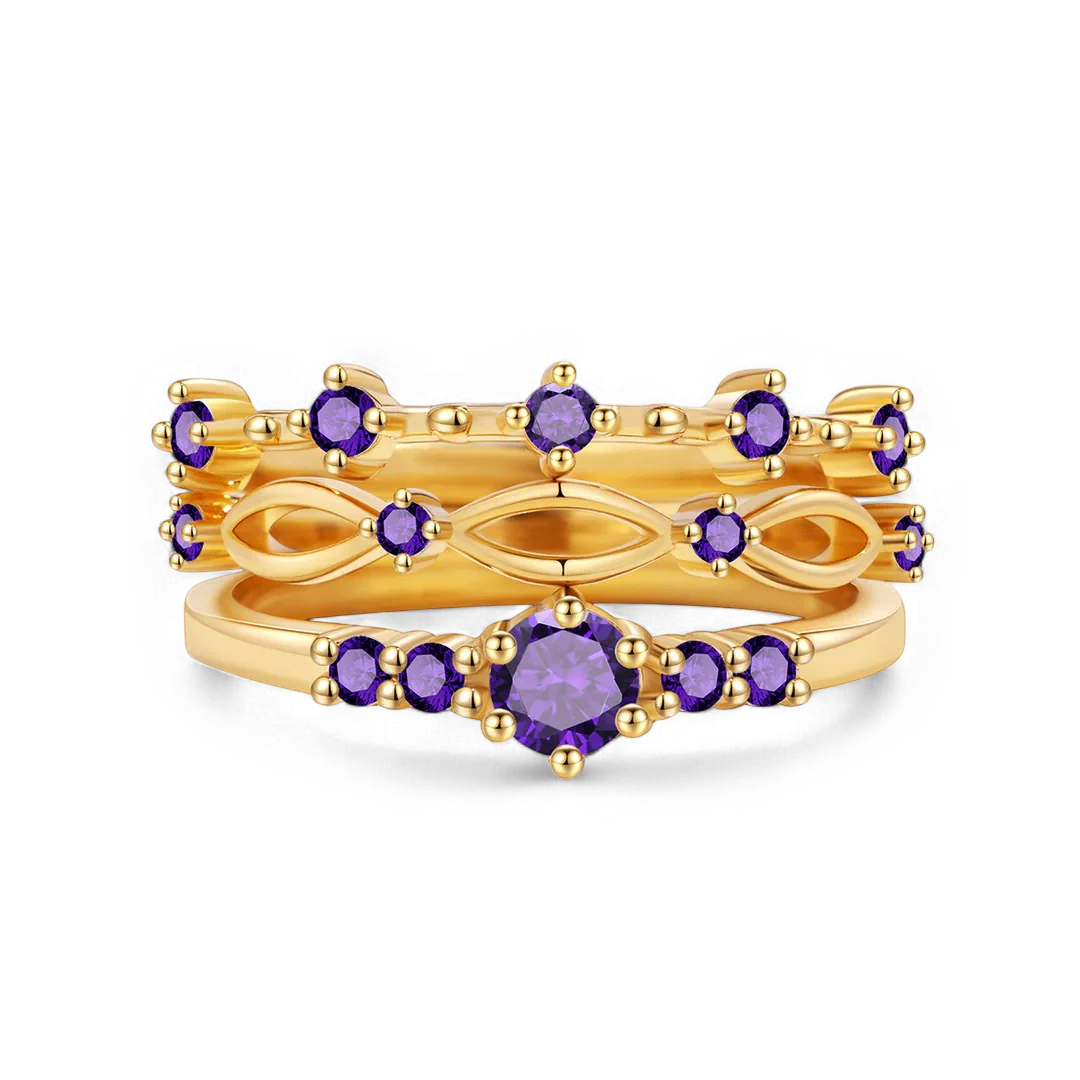 Braided Birthstone Stacking Ring Set - Image 19