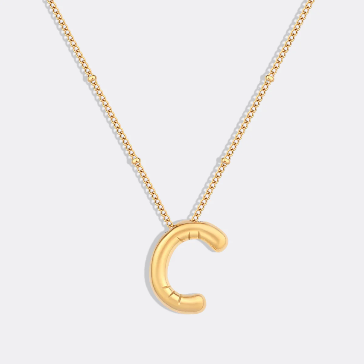 Balloon Initial Necklace with Satellite Chain - Image 10