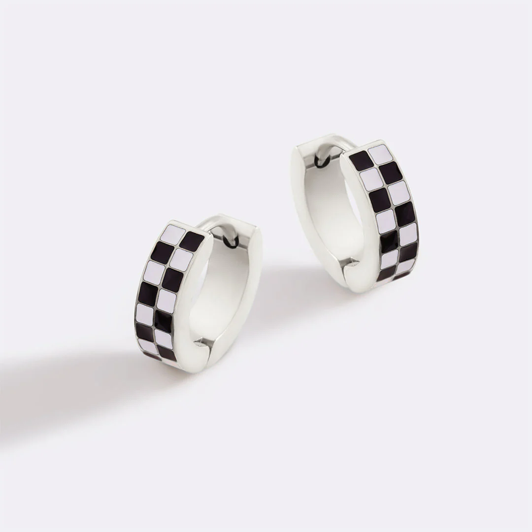 Checkered Hoop Earrings - Image 29