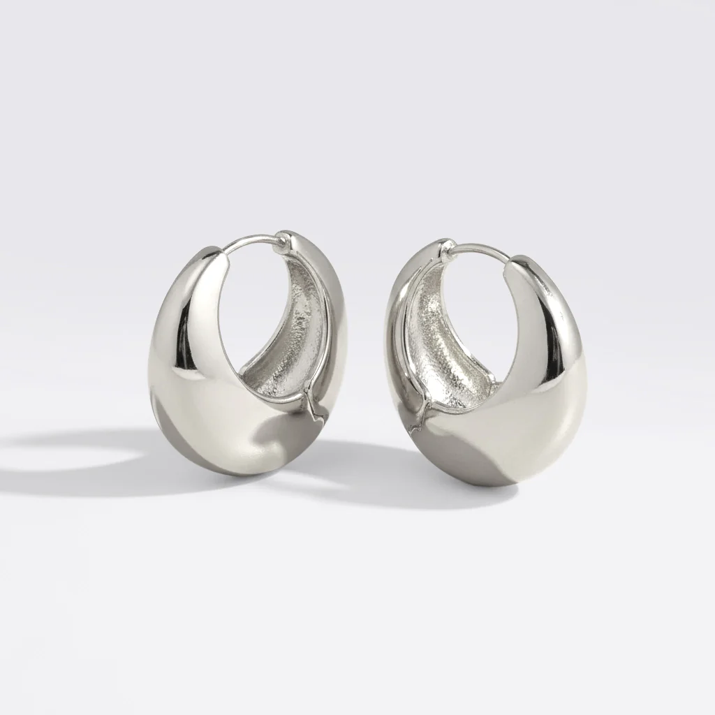 Chunky Round Dome Huggie Earrings - Image 14