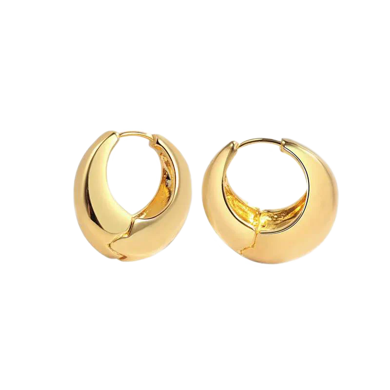 Chunky Round Dome Huggie Earrings - Image 4