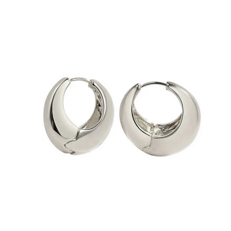 Chunky Round Dome Huggie Earrings - Image 9