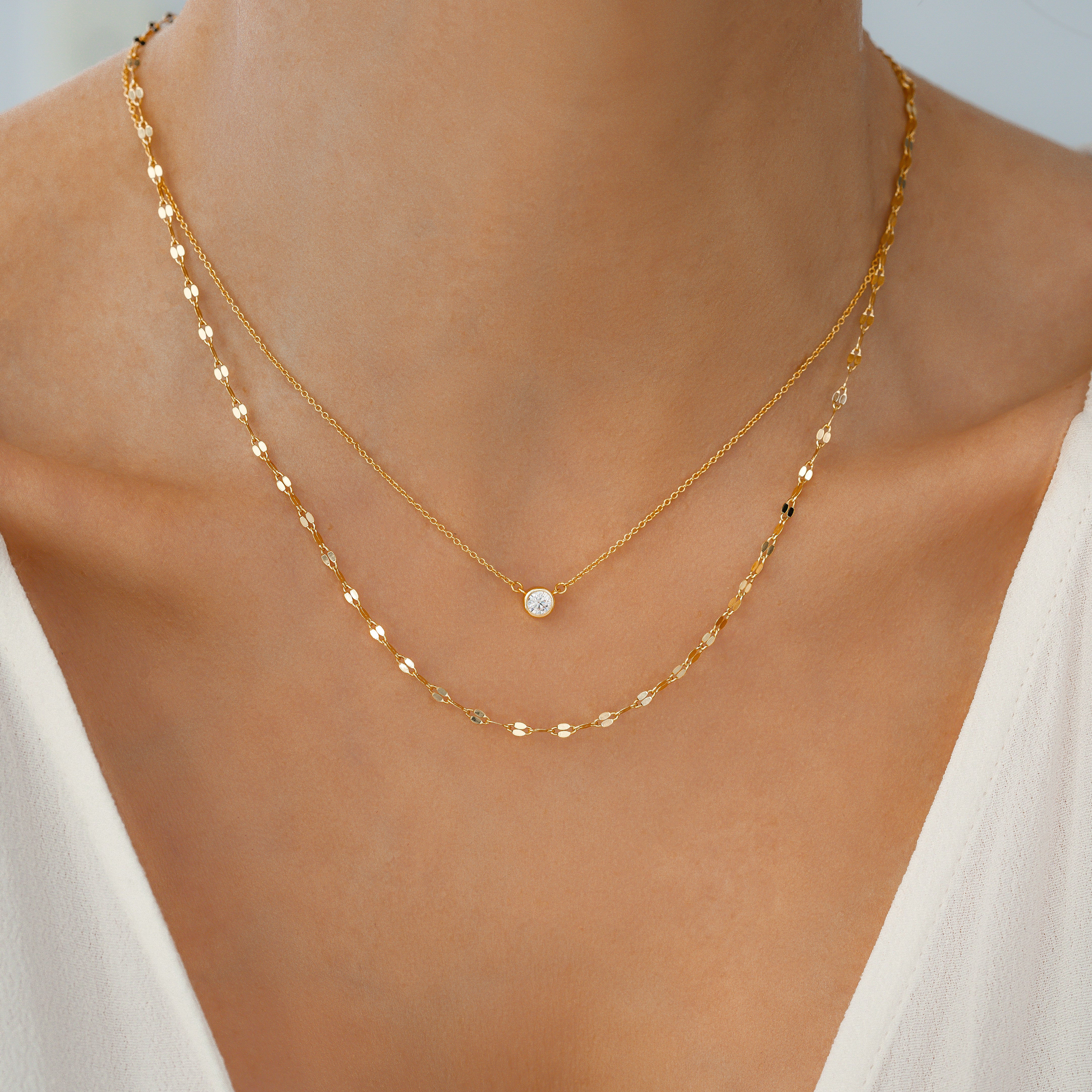 Classic Bezel Necklace and Petal Chain Set - Image 11
