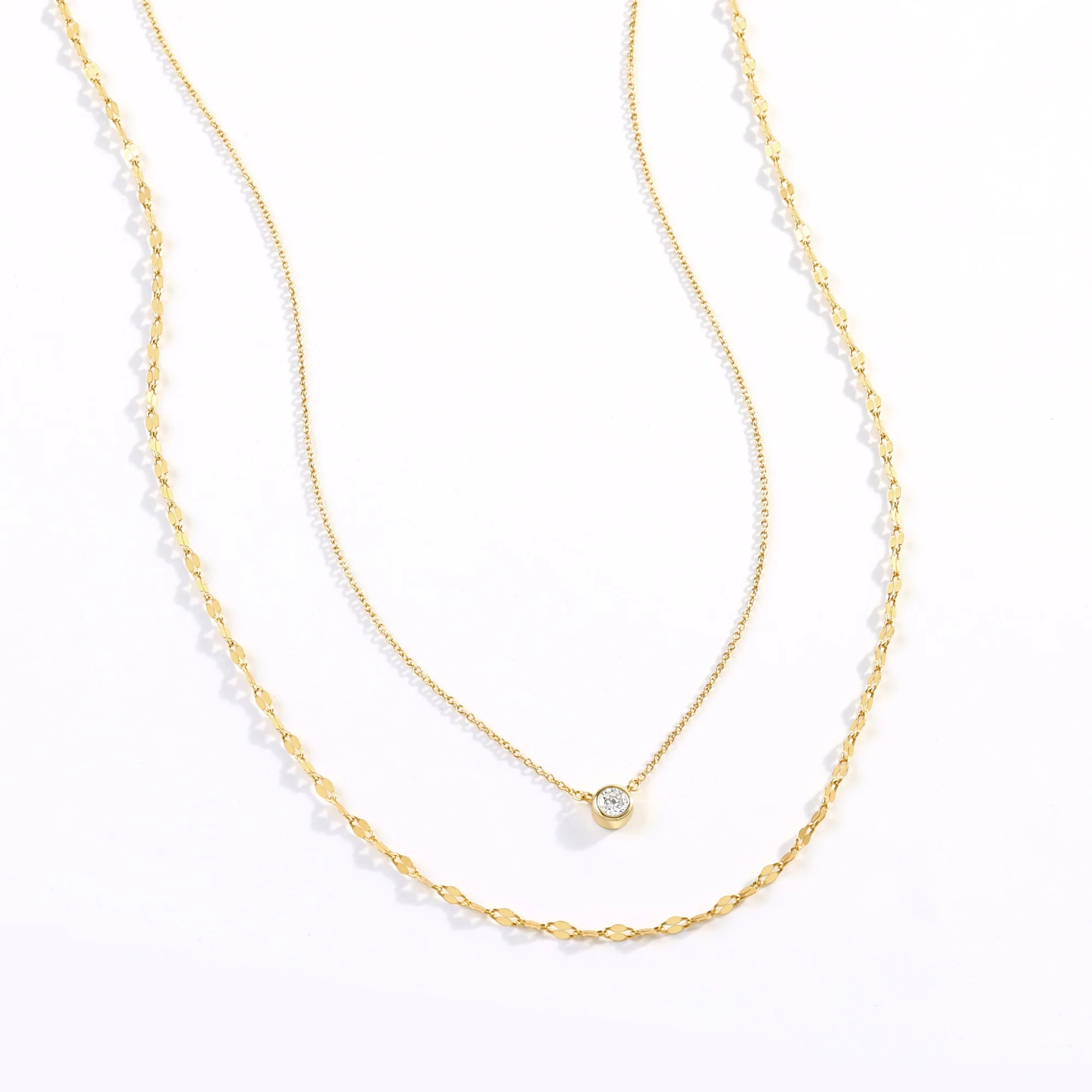Classic Bezel Necklace and Petal Chain Set - Image 5