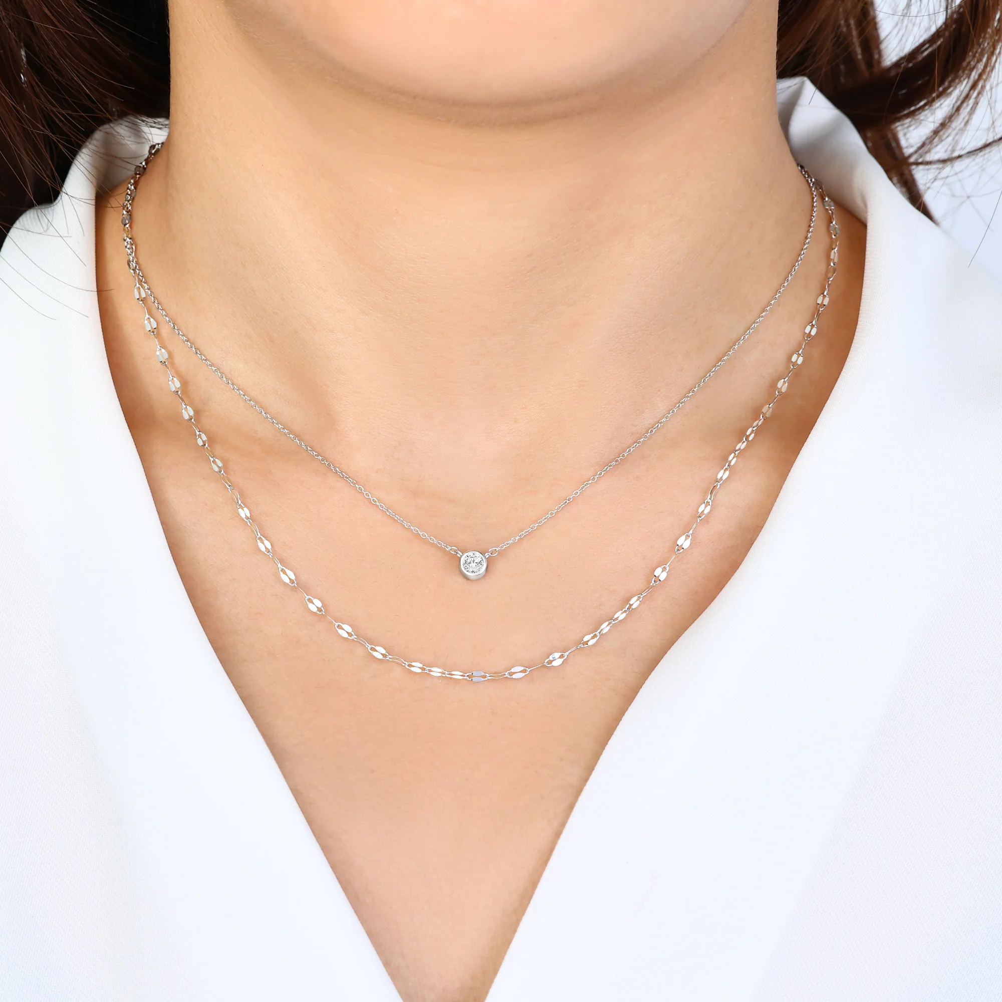 Classic Bezel Necklace and Petal Chain Set - Image 9