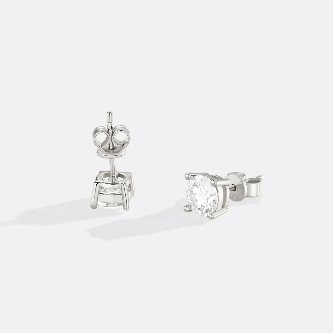 Classic Diamond Stud Earrings - Image 5