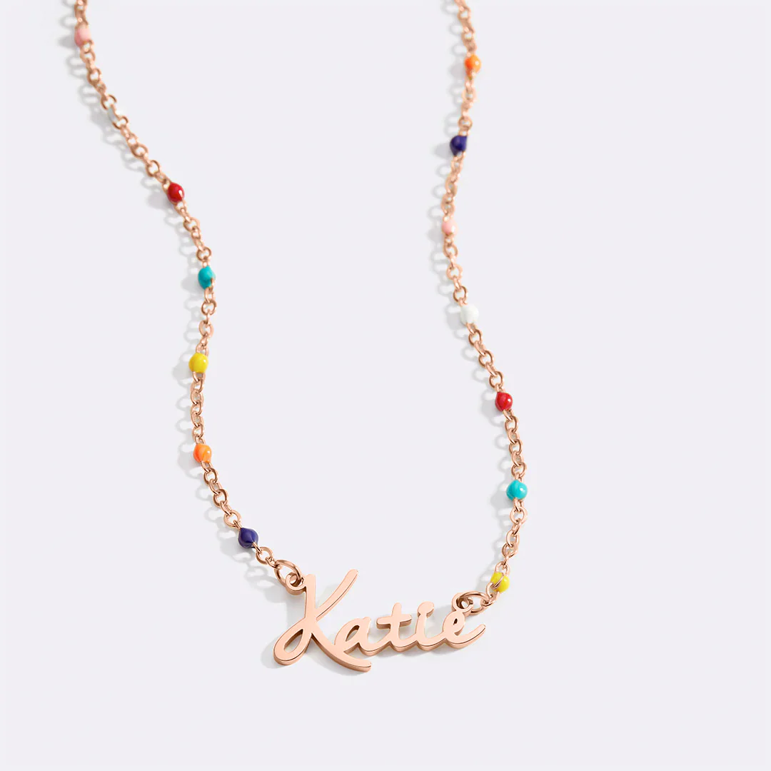 Colorful Beaded Fairy Name Necklace - Image 21