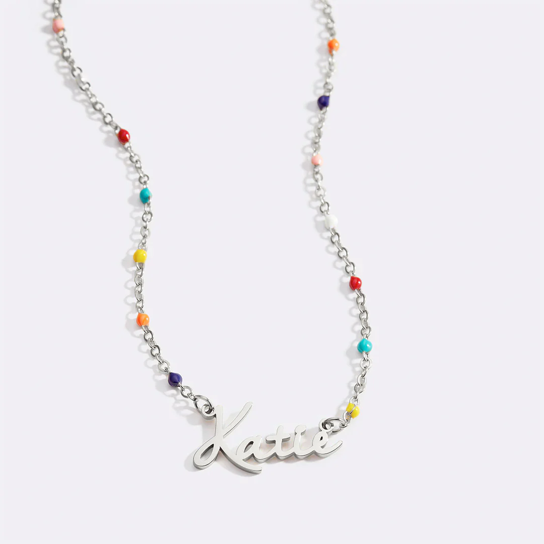 Colorful Beaded Fairy Name Necklace - Image 22