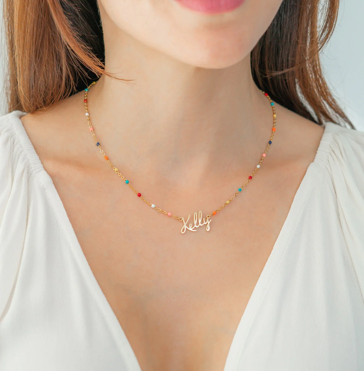 Colorful Beaded Fairy Name Necklace - Image 3