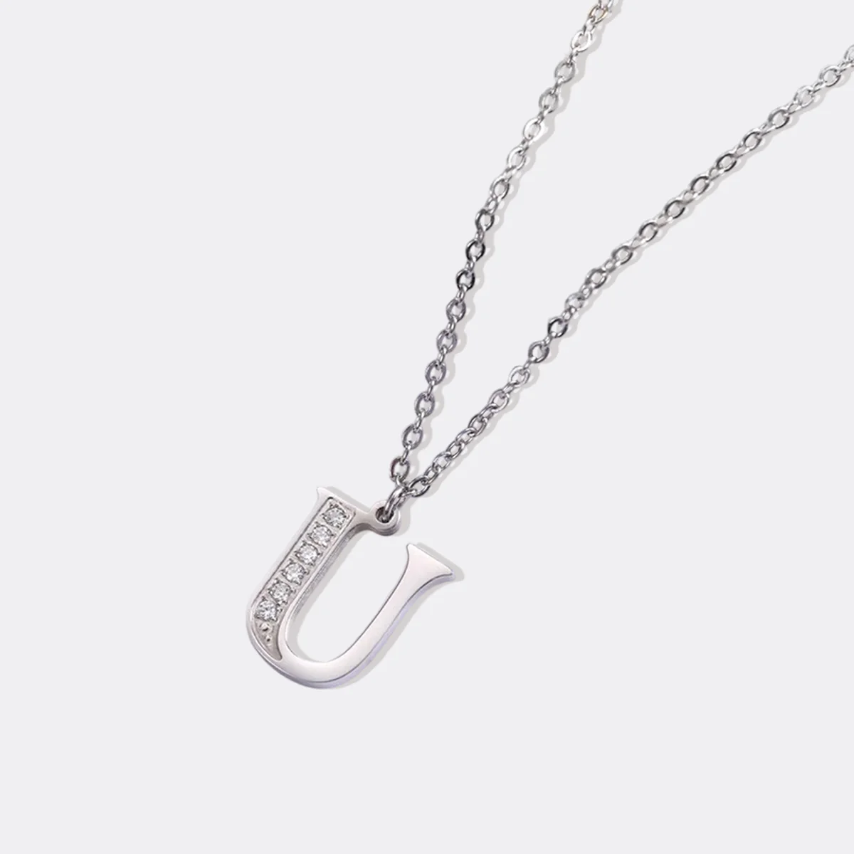 Crystal Accent Letter Satellite Necklace - Image 133