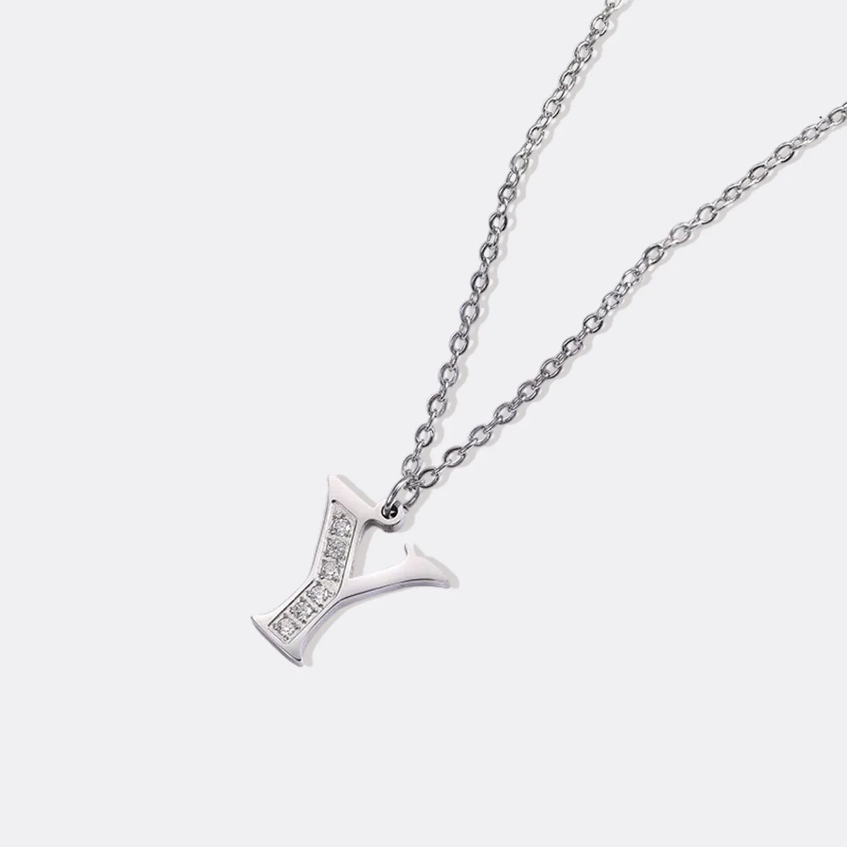 Crystal Accent Letter Satellite Necklace - Image 141
