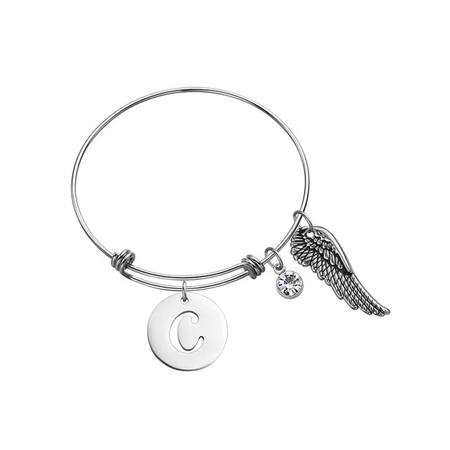 Custom Initial Guardian Angel's Wing Bracelet - Image 24