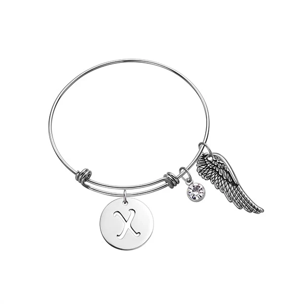 Custom Initial Guardian Angel's Wing Bracelet - Image 25