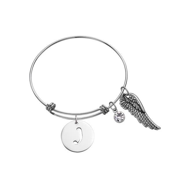 Custom Initial Guardian Angel's Wing Bracelet - Image 6