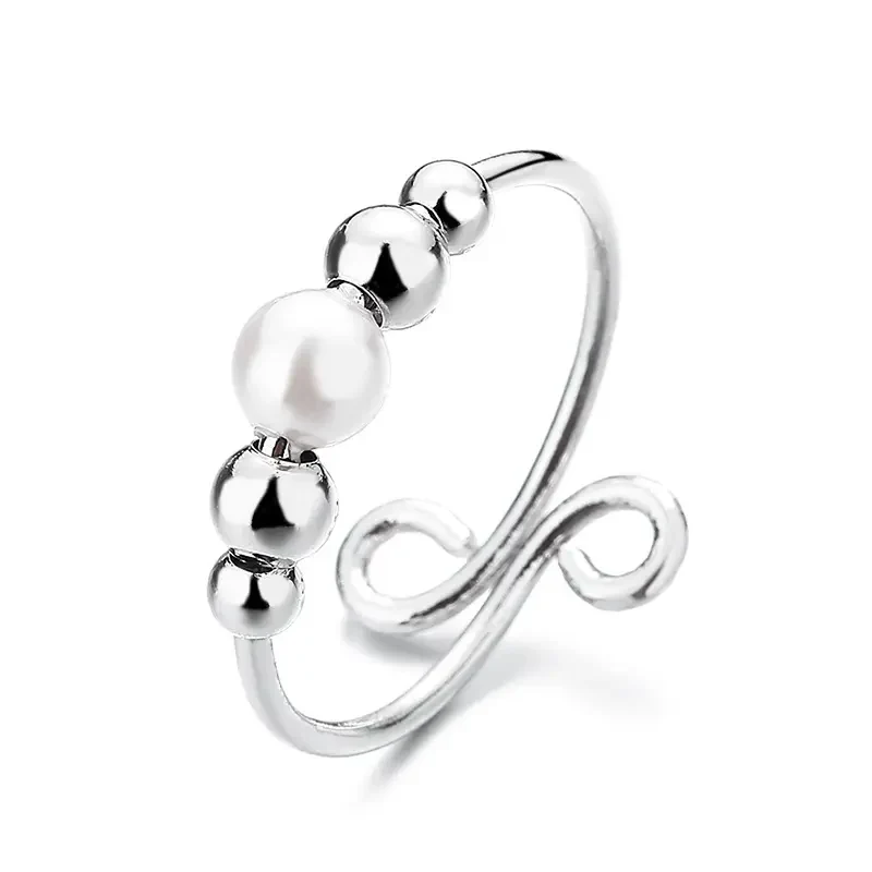 Dainty Adjustable Opal Fidget Ring - Image 10